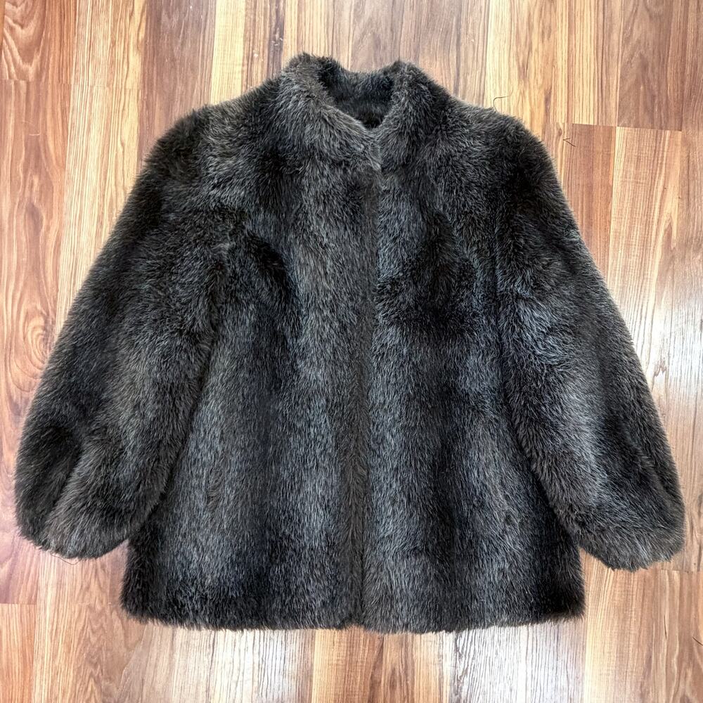 50s ASO Mrs Maisel Faux Fur Coat Brown Luxury Old Hollywood Glam MED LARGE - Picture 5 of 11